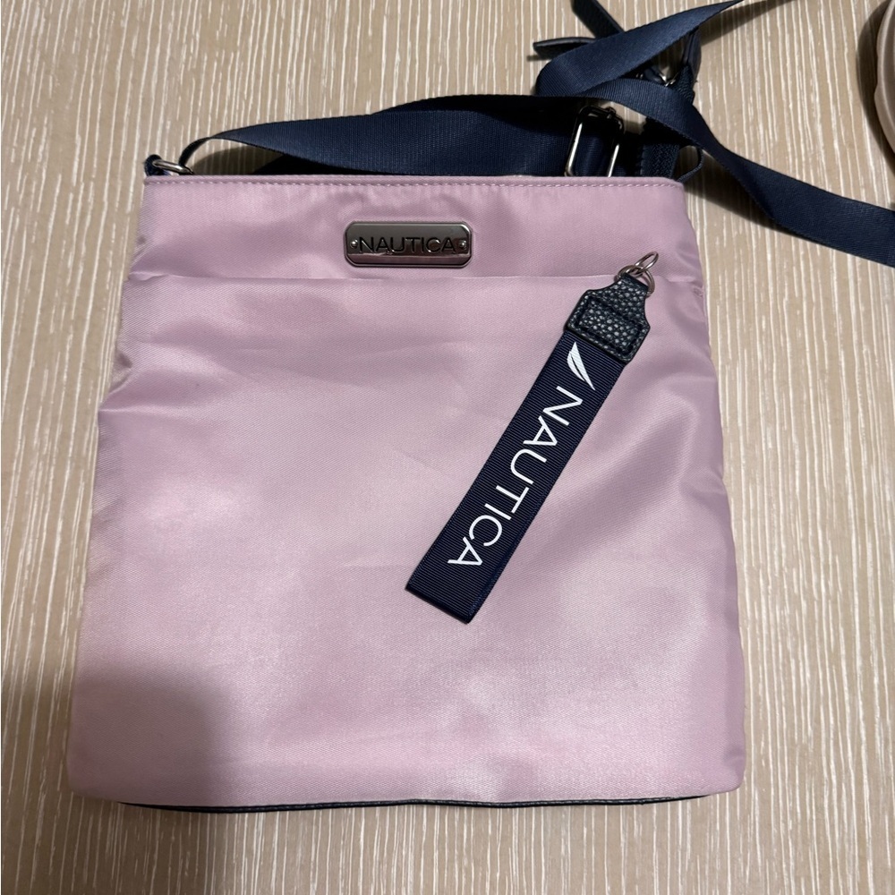 Nautica Diver Nylon Small Crossbody Bag Purse Adjustable Shoulder Strap Mauve - Picture 12 of 13